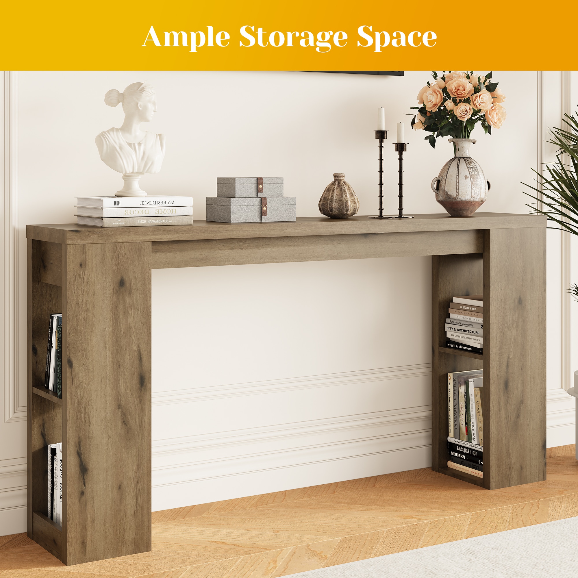 Long Wooden Console Table For Hallway Farmhouse Entryway Table_voghion.com